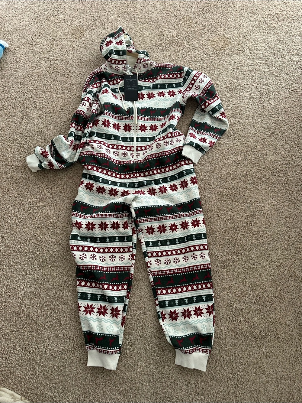 Fabletics Holiday Fair Isle Hoodie - Red, Green, Cream, Black